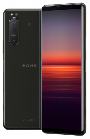这是一个更详细的索尼Xperia 5 II在黑色和灰色