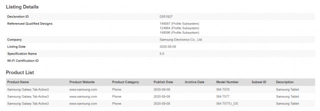 Samsung Galaxy Tab Active3将使用Exynos 9810，具有双SIM版本