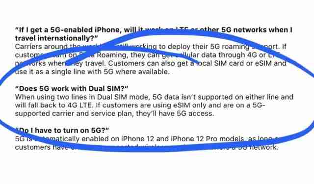 iPhone 12系列在双SIM模式下不支持5G