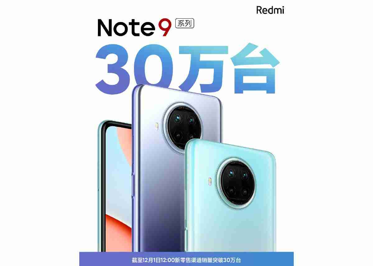 新的Redmi Note 9系列在几个小时内销售超过30万台