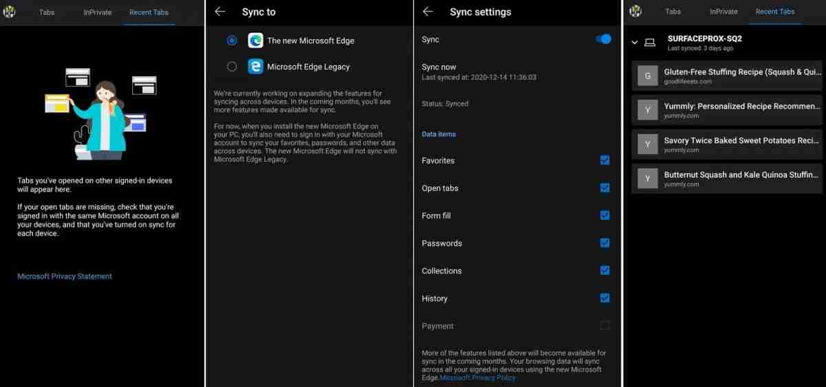 Microsoft Edge Beta启用Windows 10和Android之间的最新选项卡和历史记录