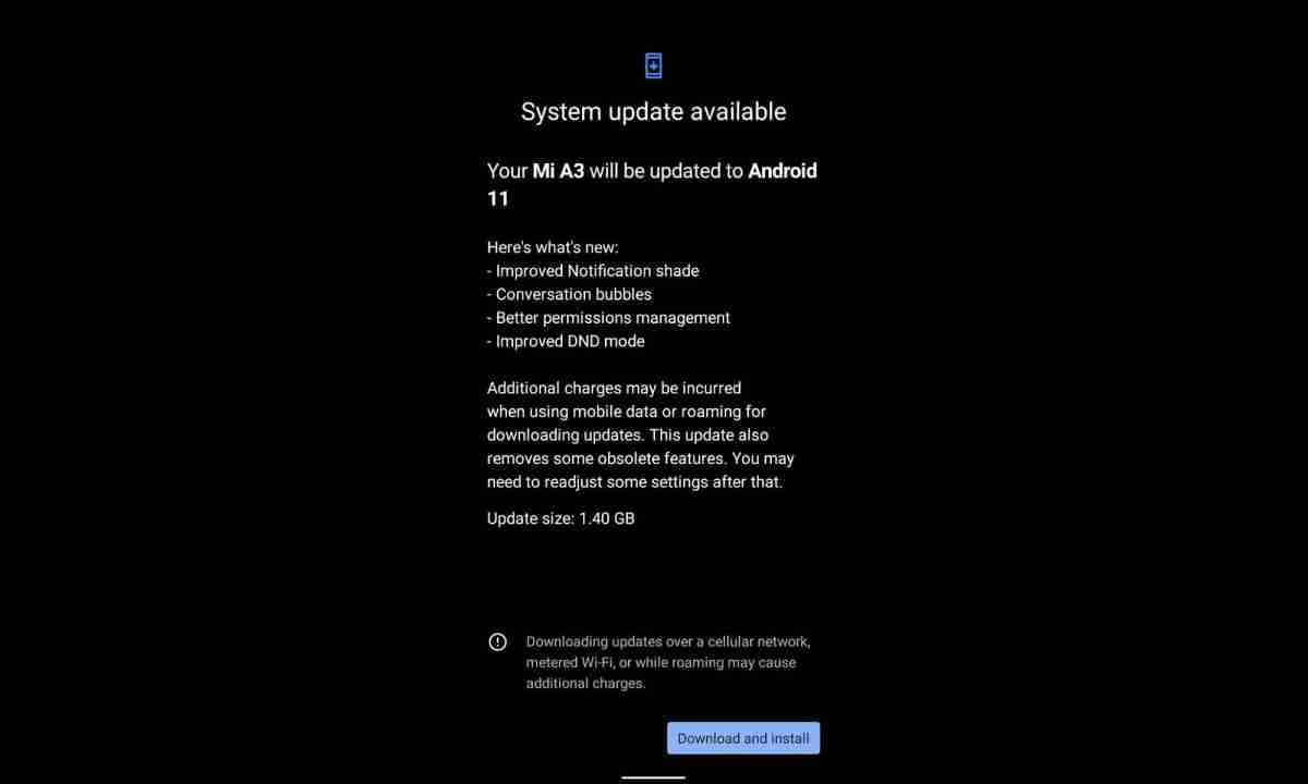 Android 11正在向左右滚到小米MI A3和砖块手机