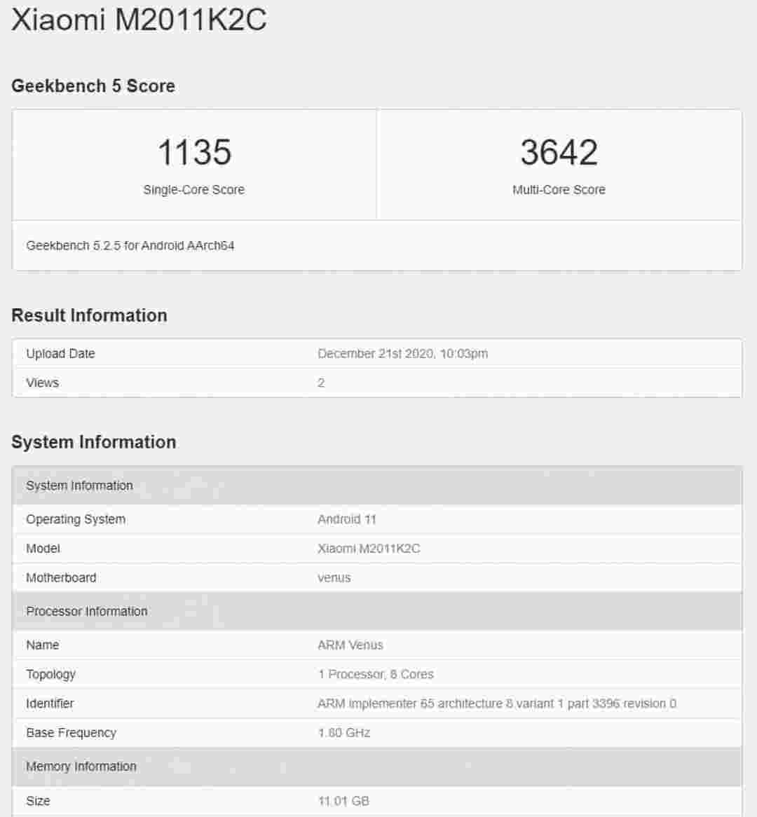 Xiaomi Mi 11出现在官方图像中，列表和Geekbench