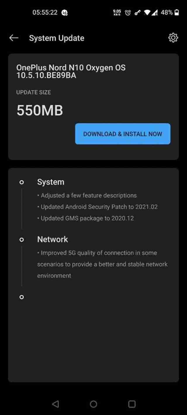 OnePlus Nord N10获取2月份安全补丁具有最新的氧气更新