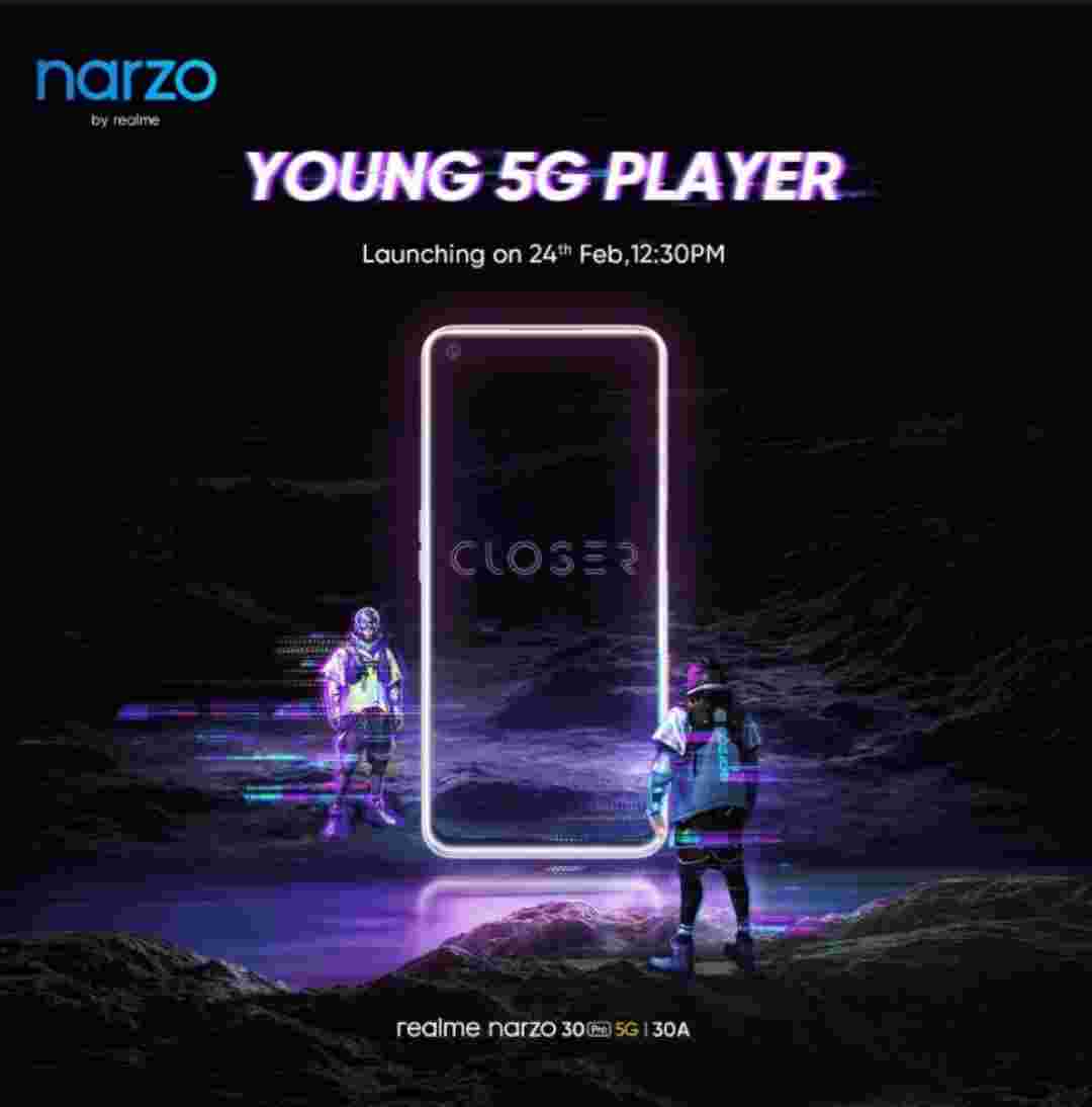 Realme Narzo 30A，Narzo 30 Pro 5G，Buds Air 2正式即将到来24