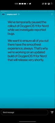 稳定的Android 11用户在用户报告错误后更新OnePlus Nord