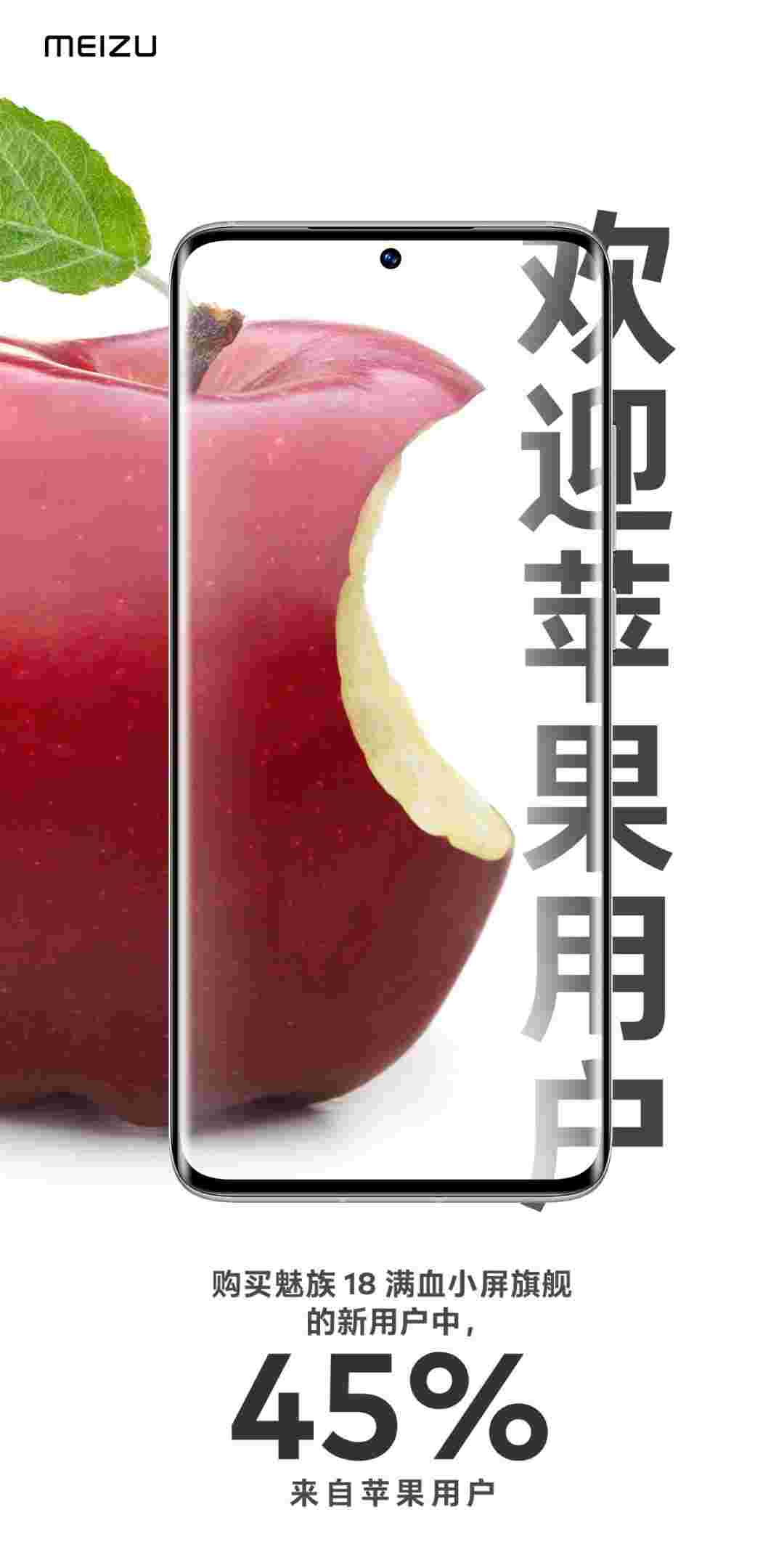 45％的Meizu 18用户已从Apple Phone交换过来